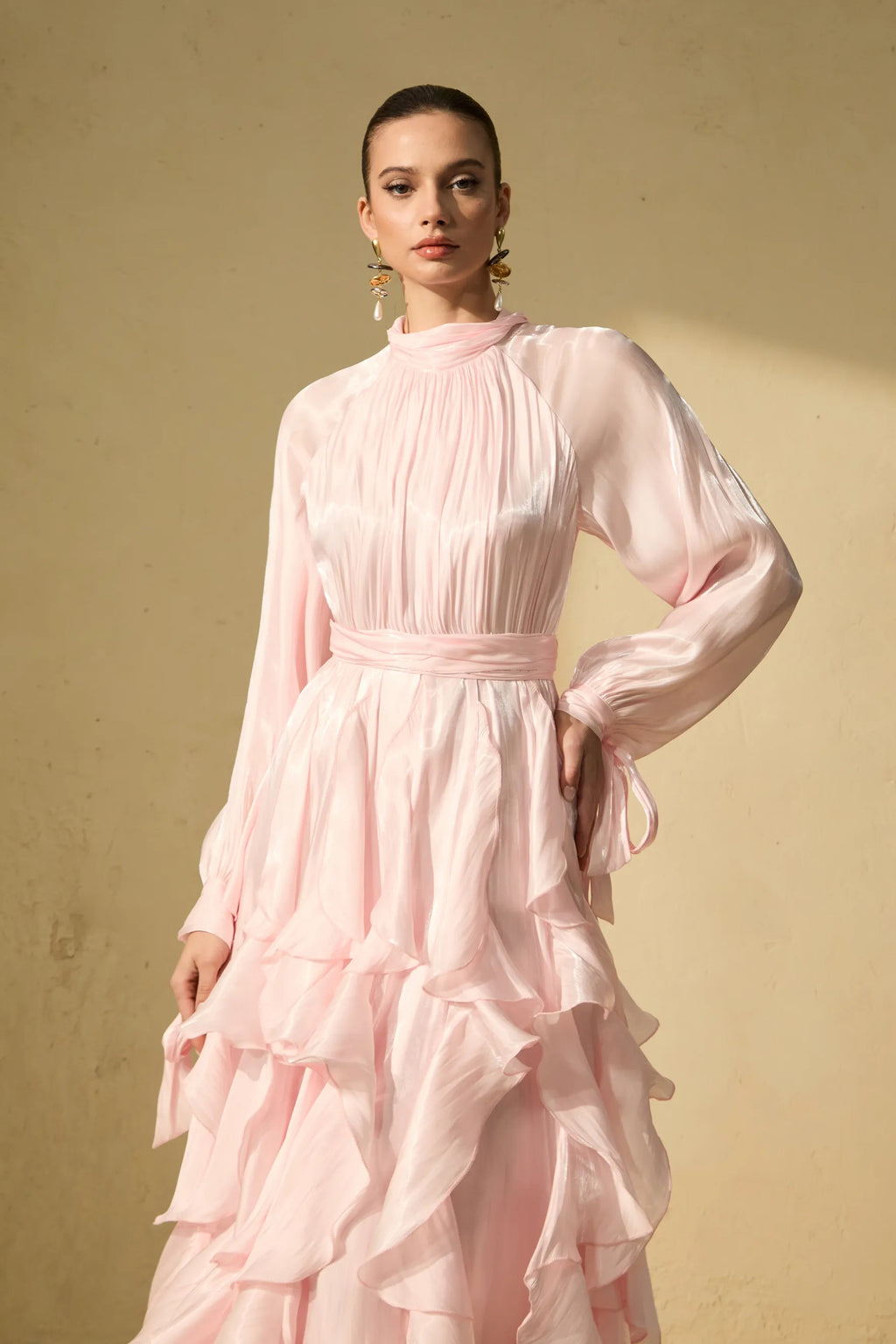 Alylah | Women’s Long Sleeve Ruffled Flowy Wedding Guest Dress