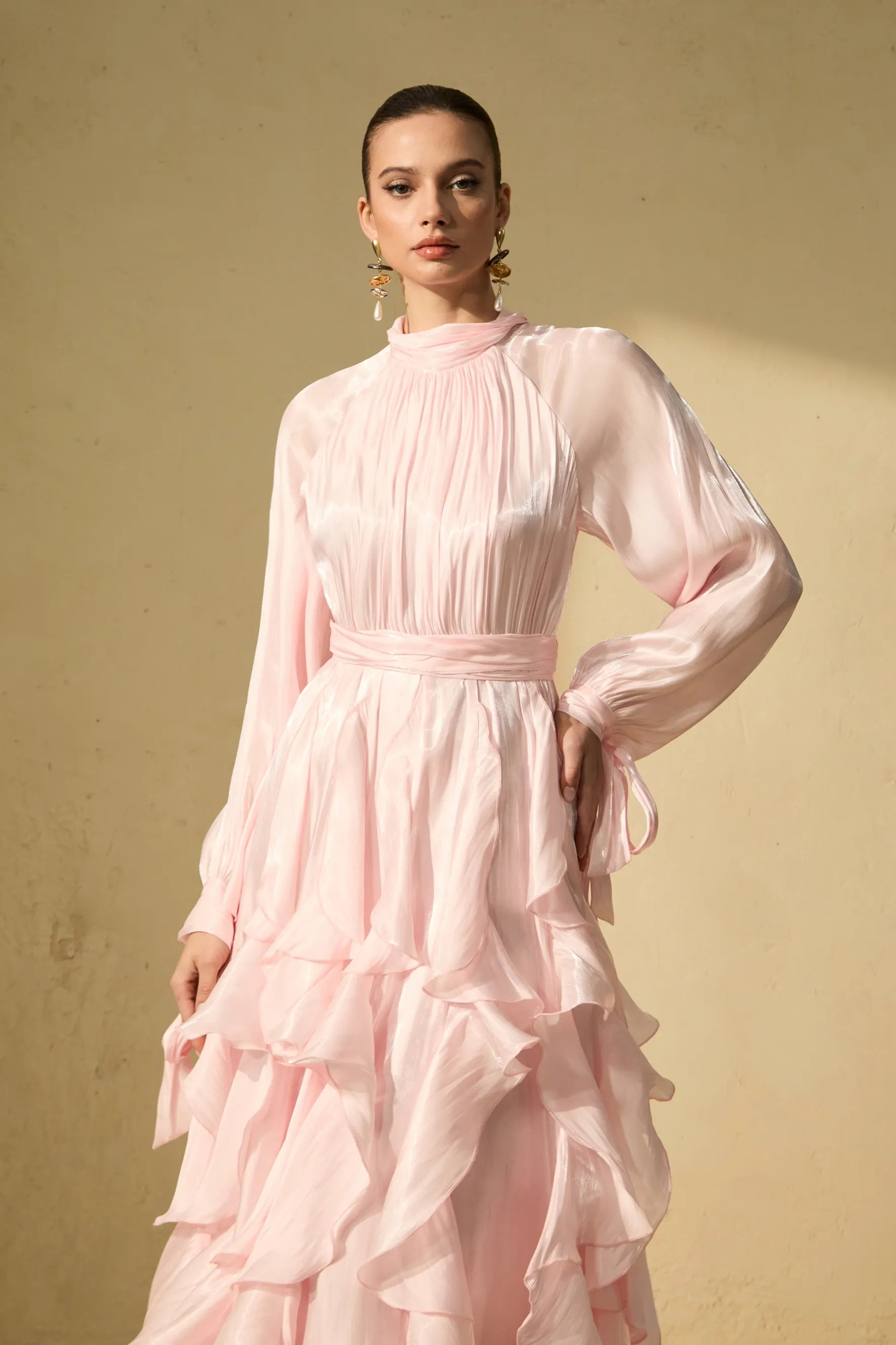 Alylah | Women’s Long Sleeve Ruffled Flowy Wedding Guest Dress