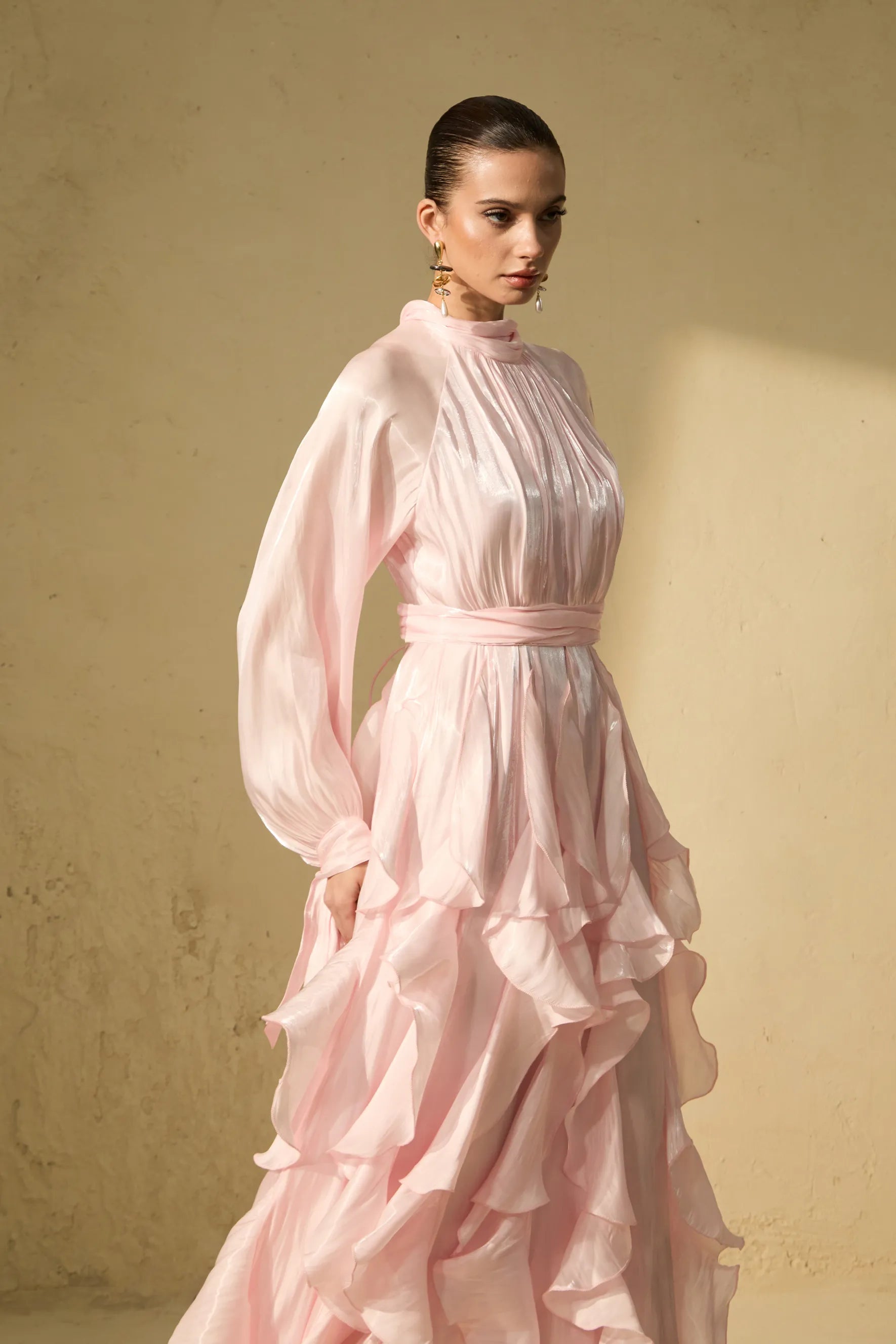 Alylah | Women’s Long Sleeve Ruffled Flowy Wedding Guest Dress