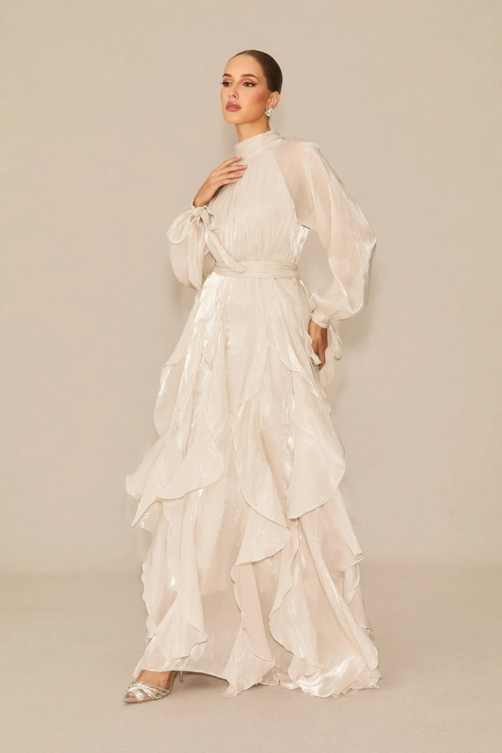 Alylah | Women’s Long Sleeve Ruffled Flowy Wedding Guest Dress