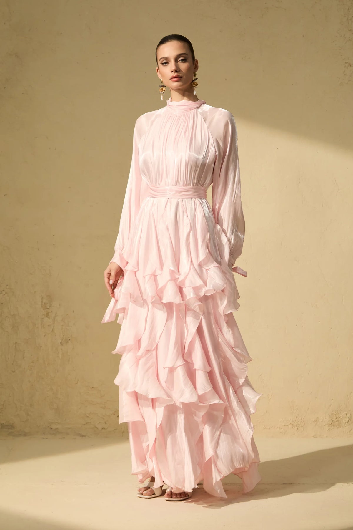 Alylah | Women’s Long Sleeve Ruffled Flowy Wedding Guest Dress