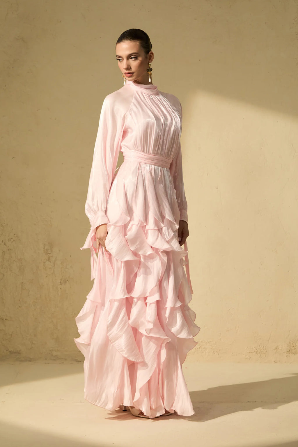 Alylah | Women’s Long Sleeve Ruffled Flowy Wedding Guest Dress