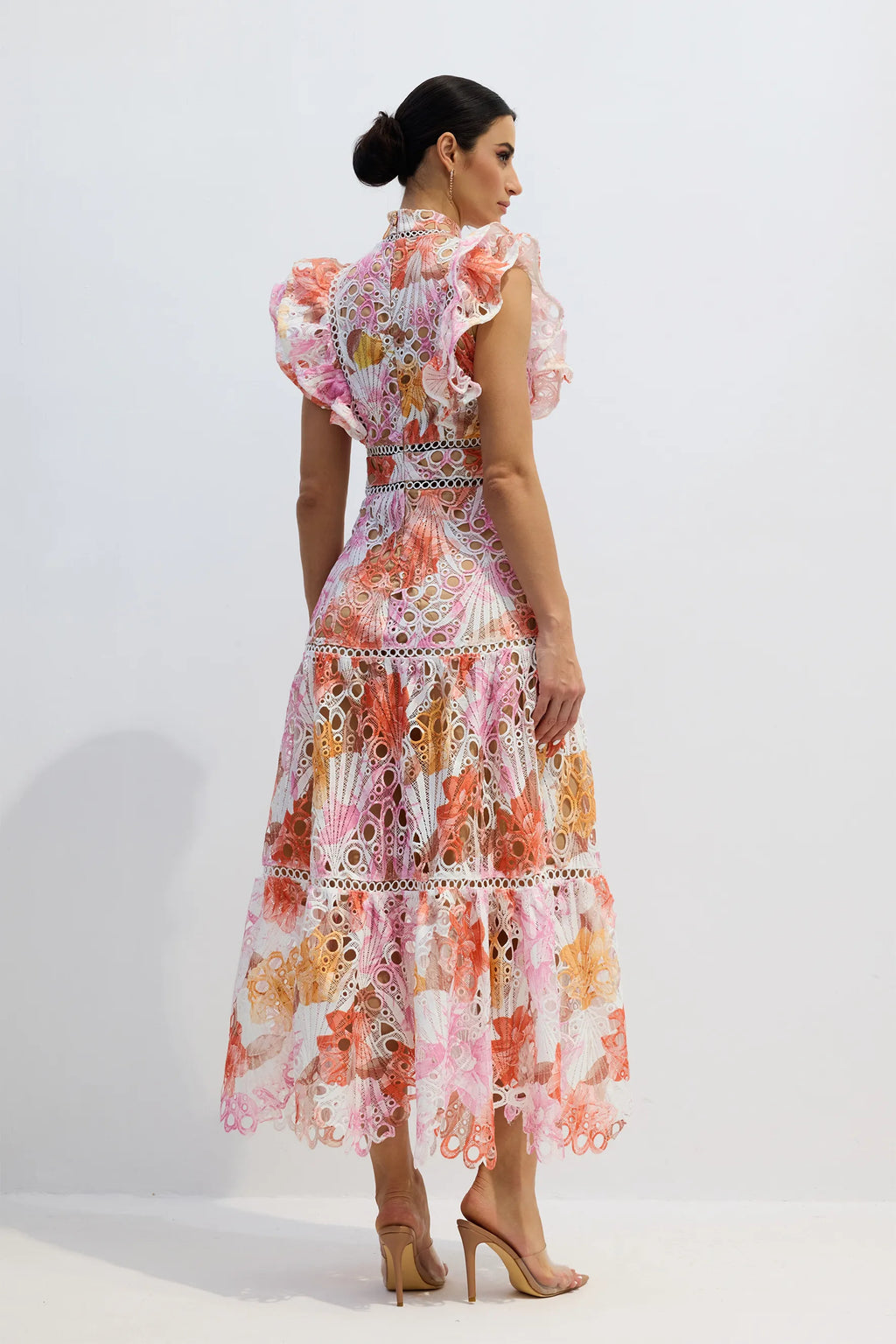 Alysa | Women’s Flutter Sleeve High Neck Cutout Maxi Dress