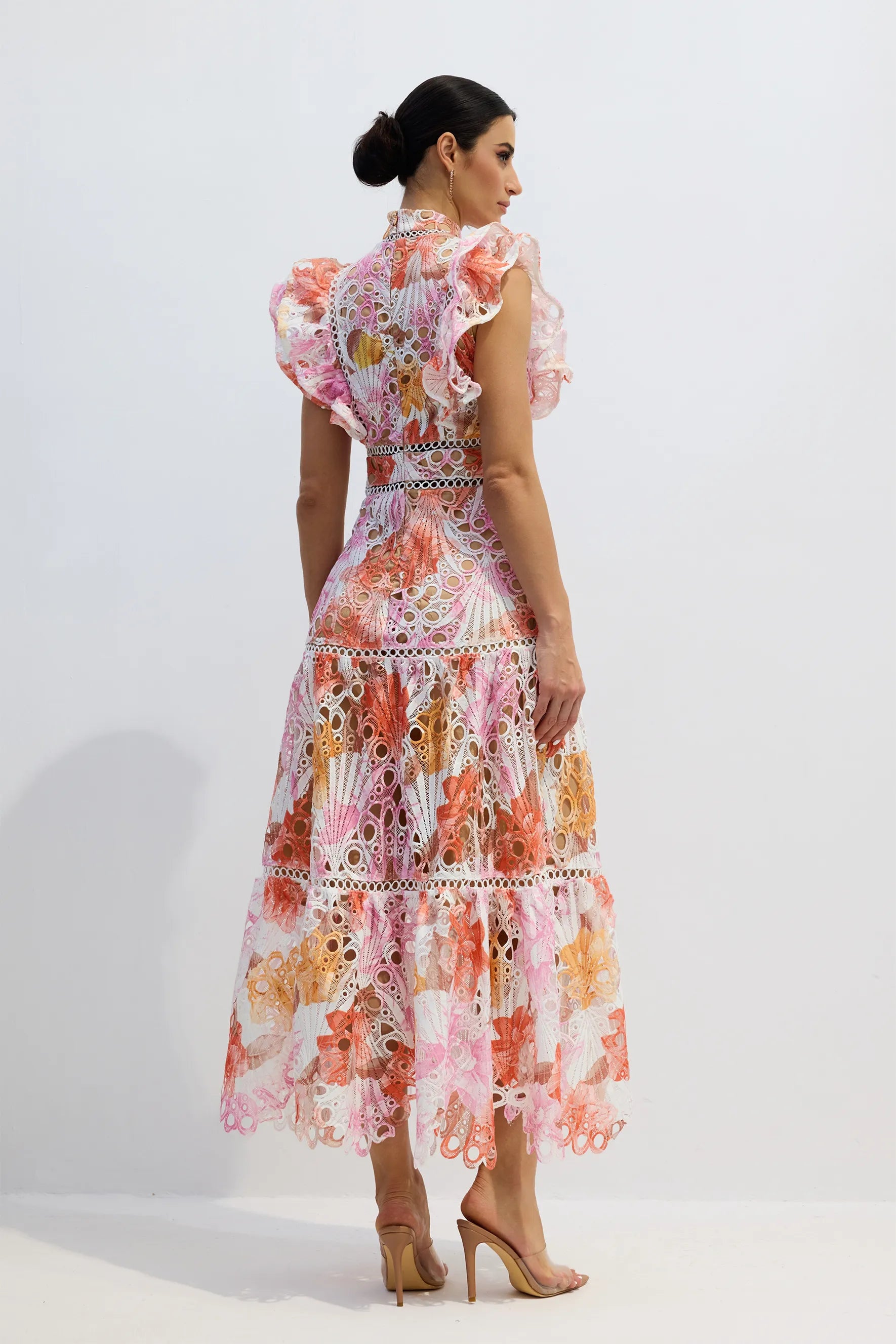 Alysa | Women’s Flutter Sleeve High Neck Cutout Maxi Dress