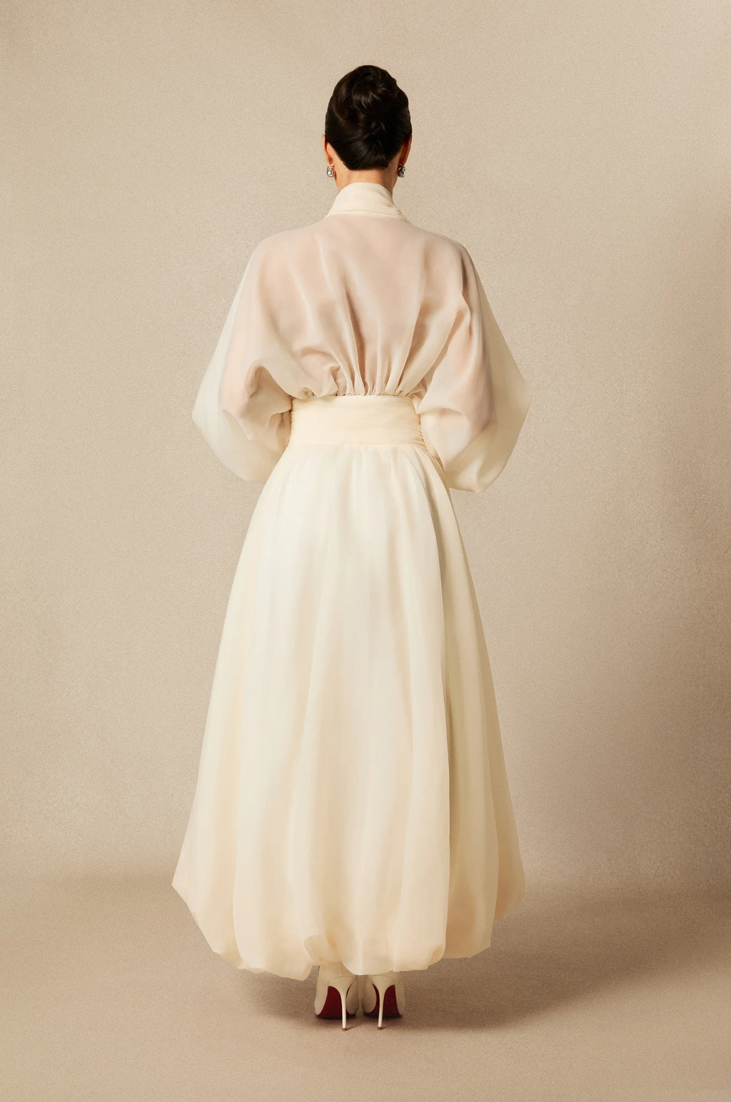 Alysha | Women’s Mesh Long Sleeve V Neck Flowy Maxi Dress