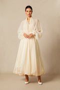 Alysha | Women’s Mesh Long Sleeve V Neck Flowy Maxi Dress