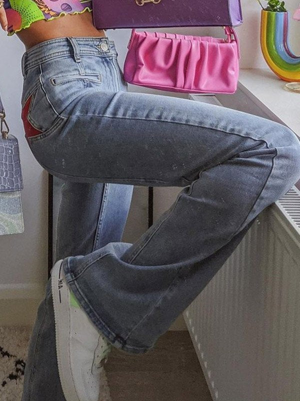 Alyssa | Women's High Waisted Flare Leg Blue Jeans