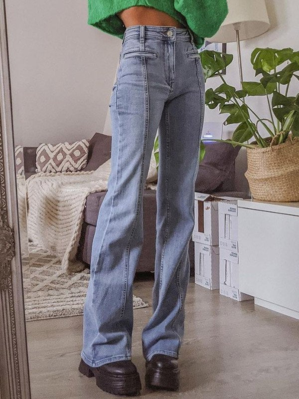Alyssa | Women's High Waisted Flare Leg Blue Jeans