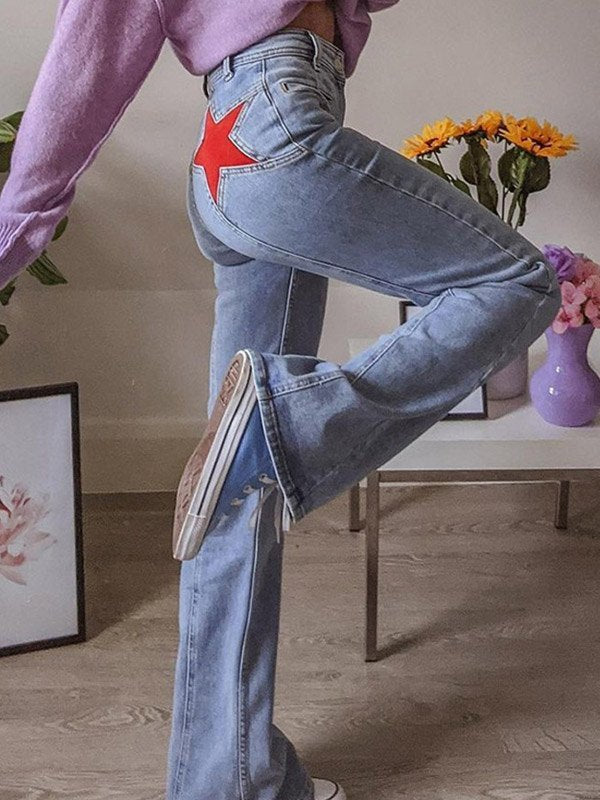 Alyssa | Women's High Waisted Flare Leg Blue Jeans