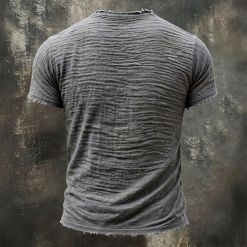 Amadeus | Men's Distressed Collarless Short Sleeve T Shirt