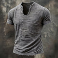 Amadeus | Men's Distressed Collarless Short Sleeve T Shirt