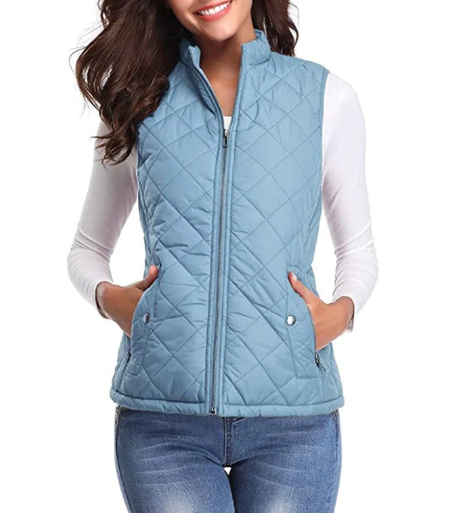 Amaia | Women’s Stand Collar Zip Front Sleeveless Vest