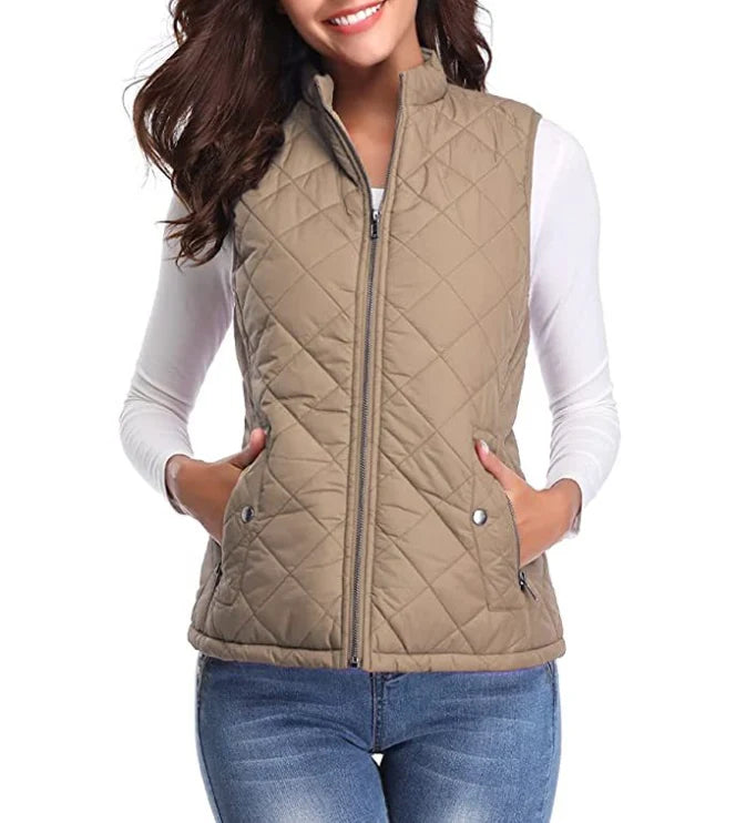 Amaia | Women’s Stand Collar Zip Front Sleeveless Vest