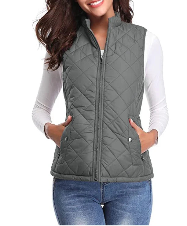 Amaia | Women’s Stand Collar Zip Front Sleeveless Vest