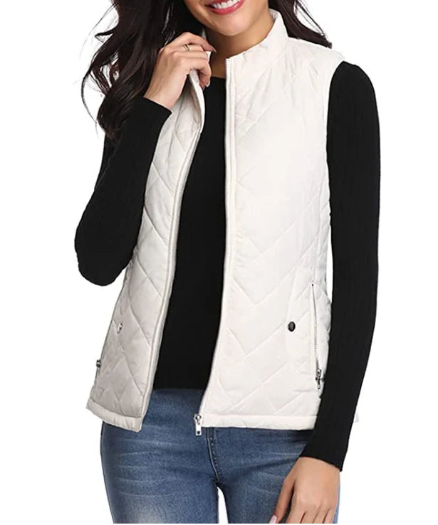 Amaia | Women’s Stand Collar Zip Front Sleeveless Vest