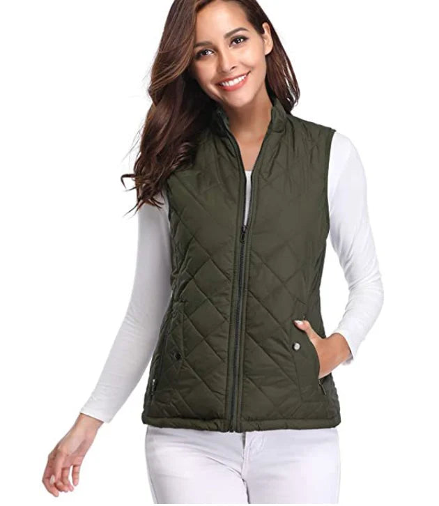 Amaia | Women’s Stand Collar Zip Front Sleeveless Vest