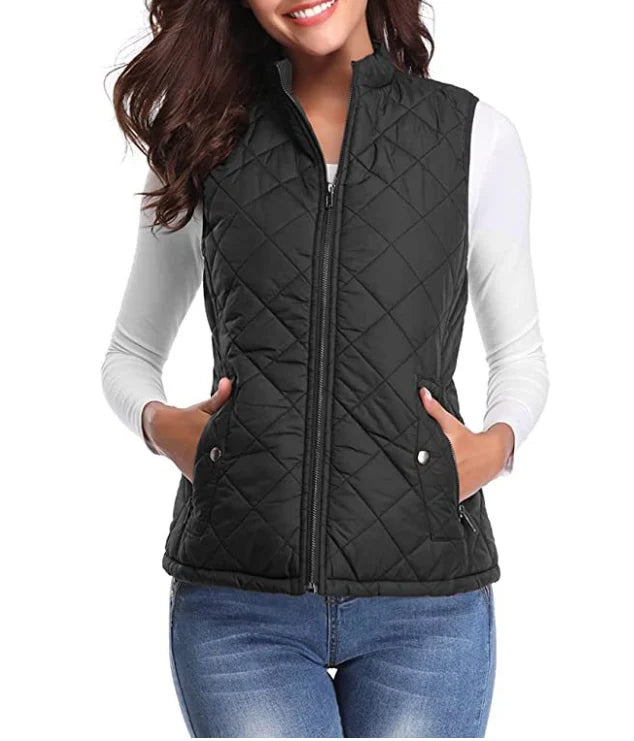 Amaia | Women’s Stand Collar Zip Front Sleeveless Vest