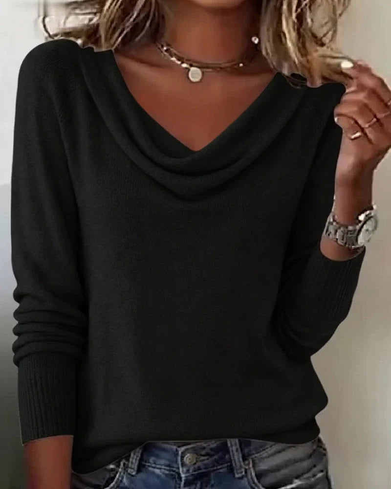 Amaka | Women’s Long Sleeve Cowl Neck Ribbed Sweater