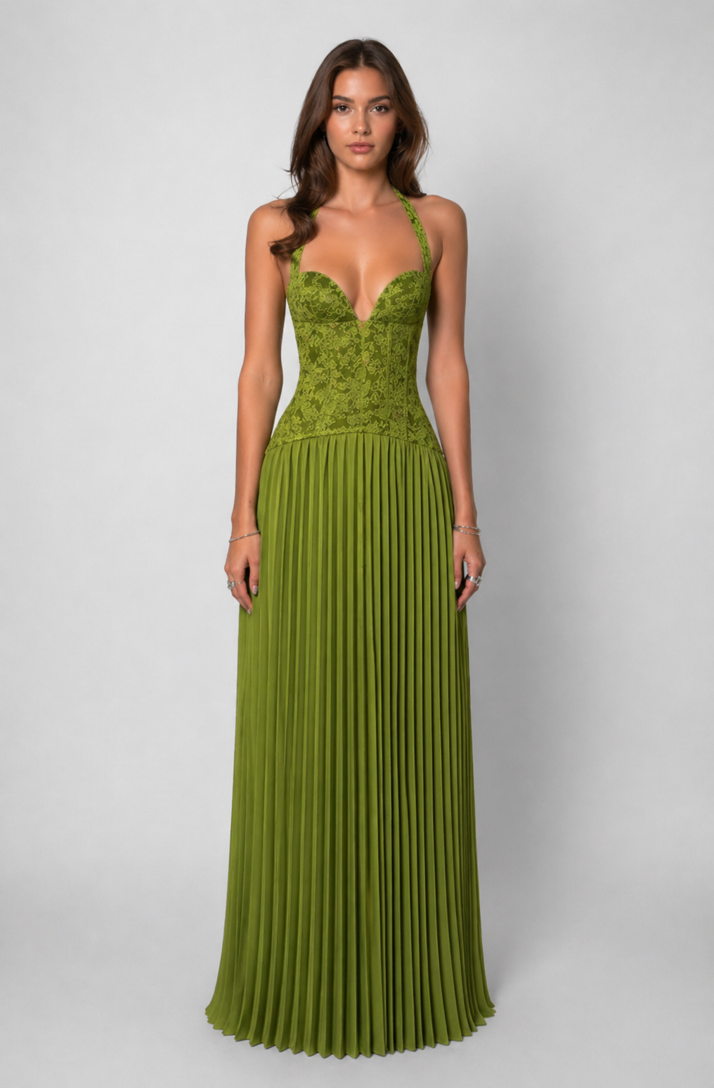 Amberly | Women’s Sleeveless Halter Neck Corset Wedding Guest Dress