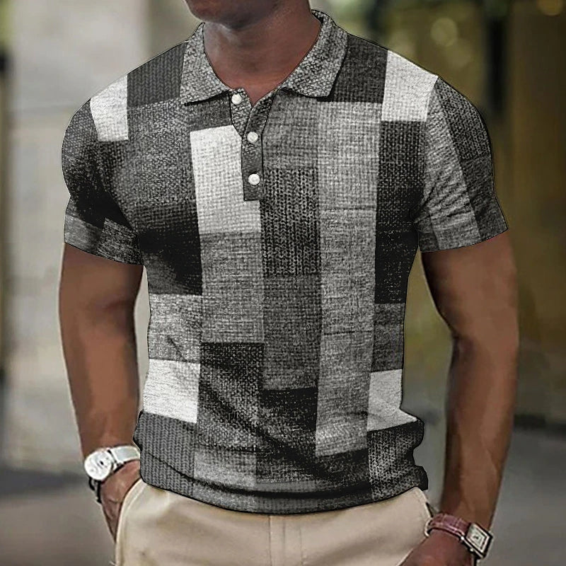 Ambrosio | Men's Colorblock Button Front Short Sleeve Polo Shirt