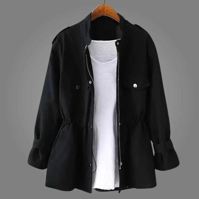 Ameena | Women's Pockets Long Sleeve Button Front Coat