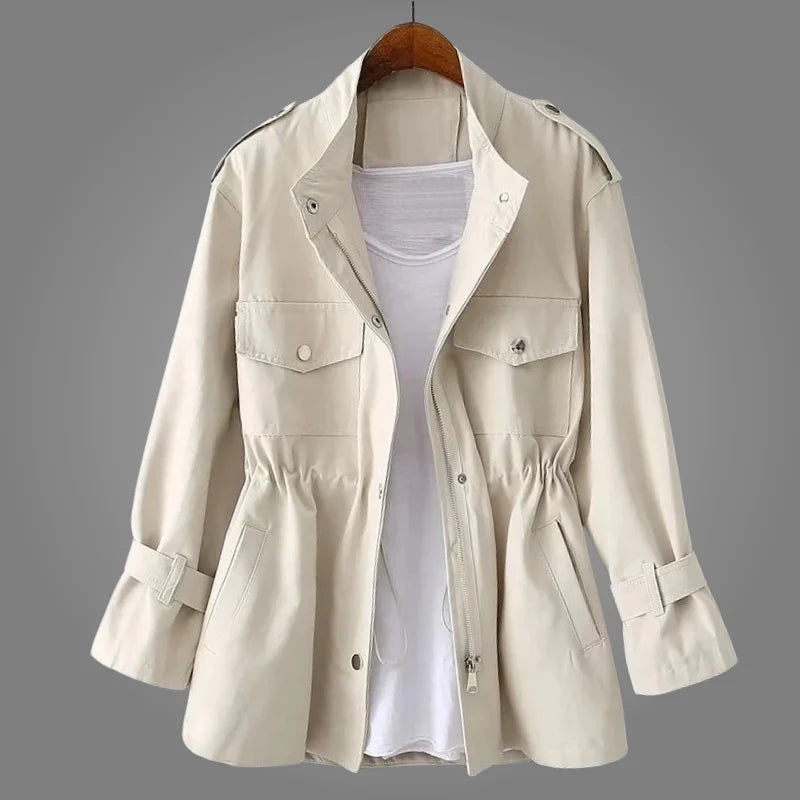 Ameena | Women's Pockets Long Sleeve Button Front Coat