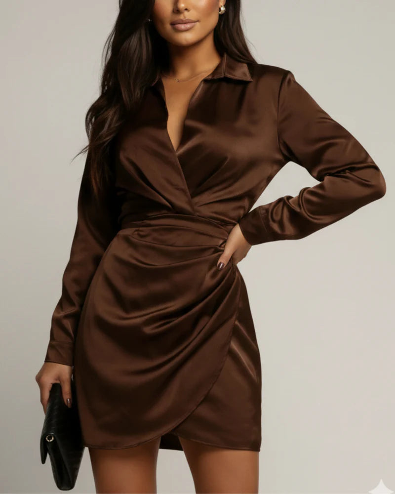 Amelia | Women’s Long Sleeve V Neck Mini Dress