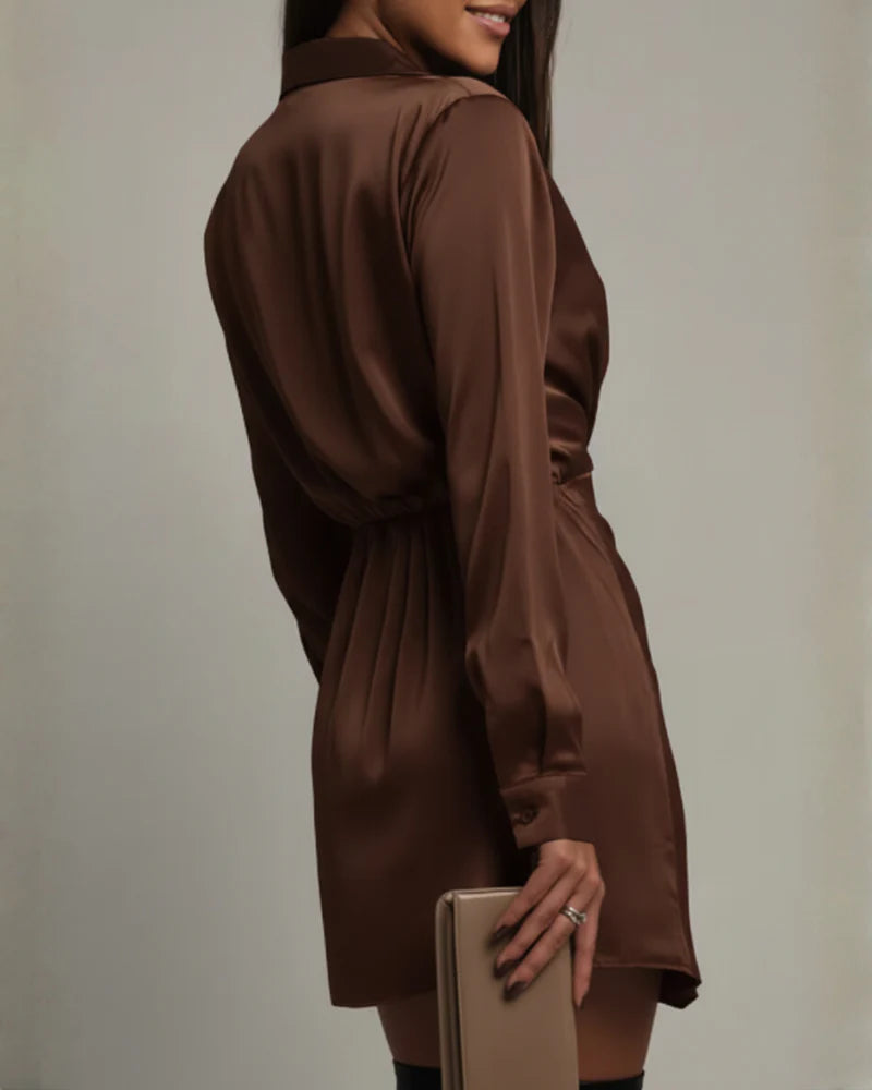 Amelia | Women’s Long Sleeve V Neck Mini Dress