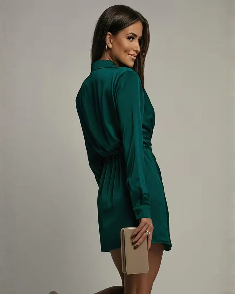 Amelia | Women’s Long Sleeve V Neck Mini Dress