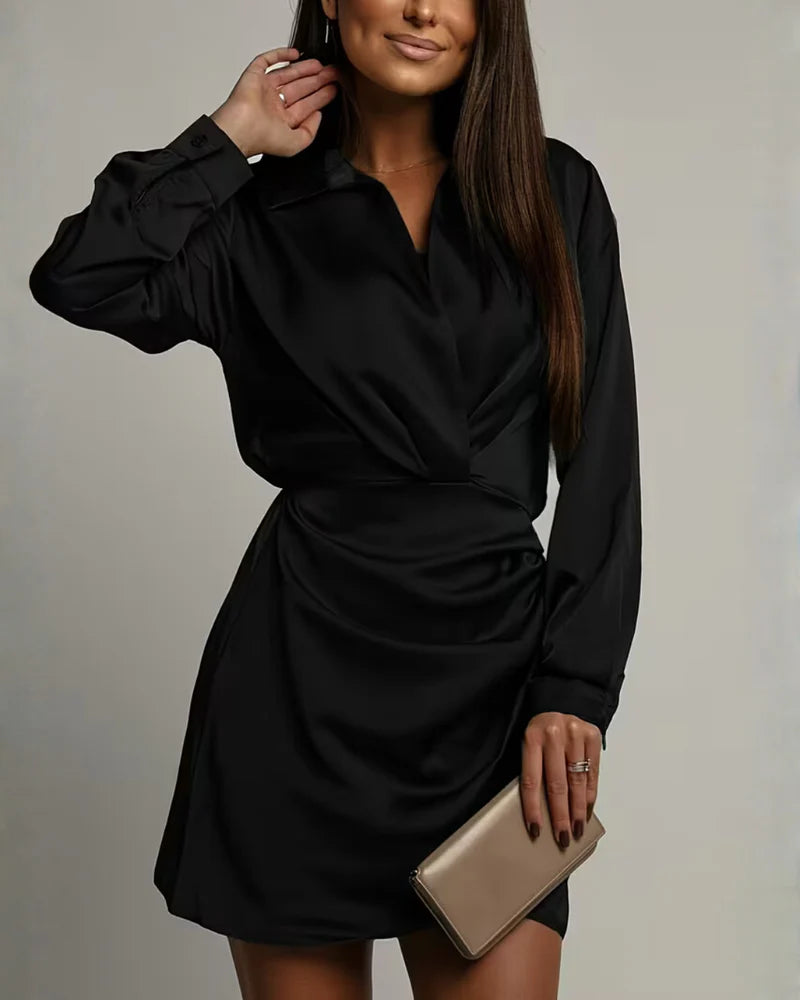 Amelia | Women’s Long Sleeve V Neck Mini Dress