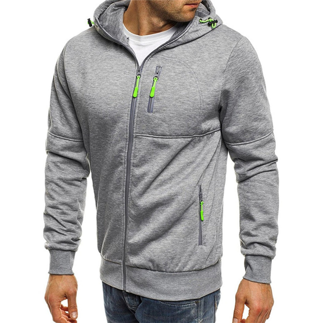 Amerigo | Men's Slim Fit Zip Front Drawstring Hoodie