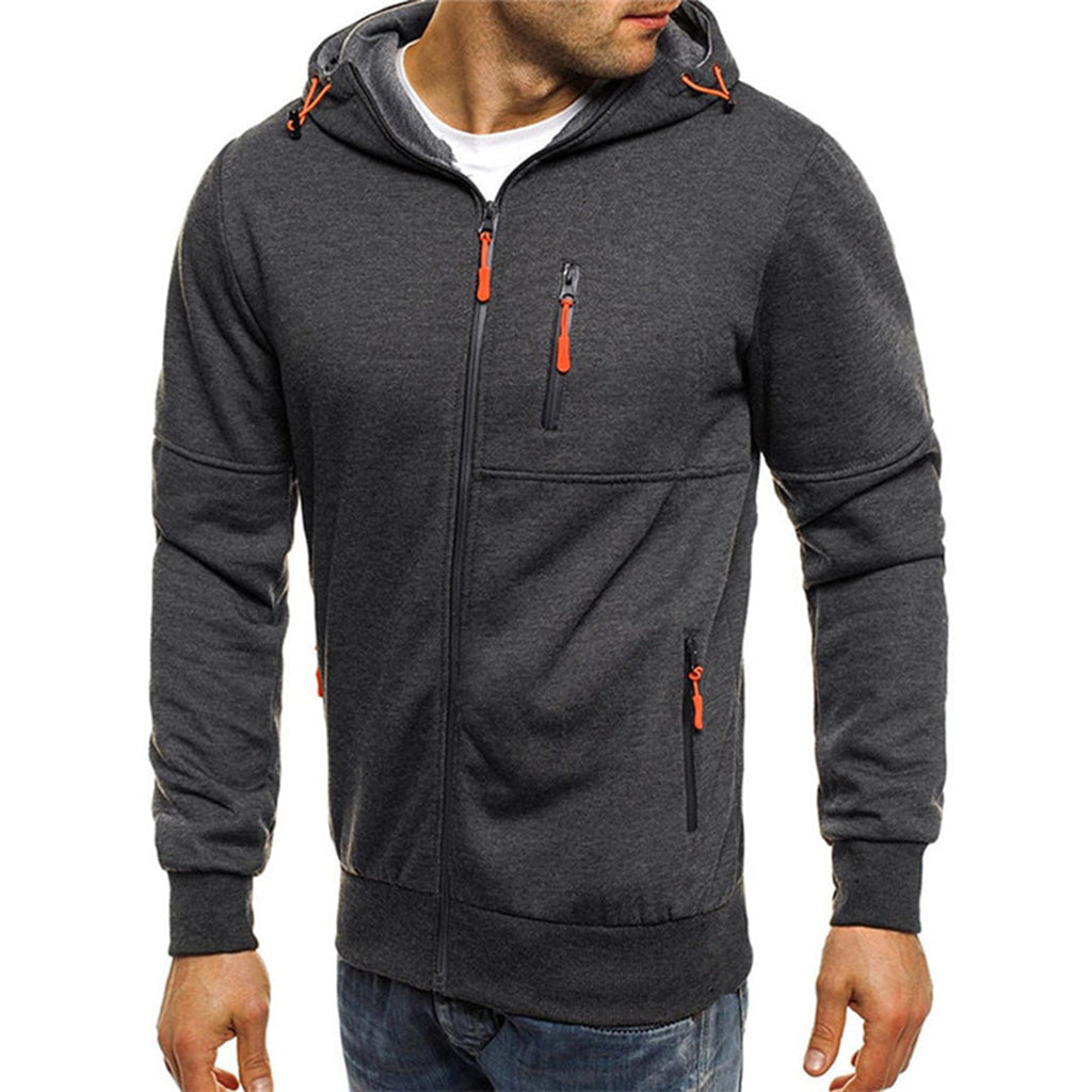 Amerigo | Men's Slim Fit Zip Front Drawstring Hoodie