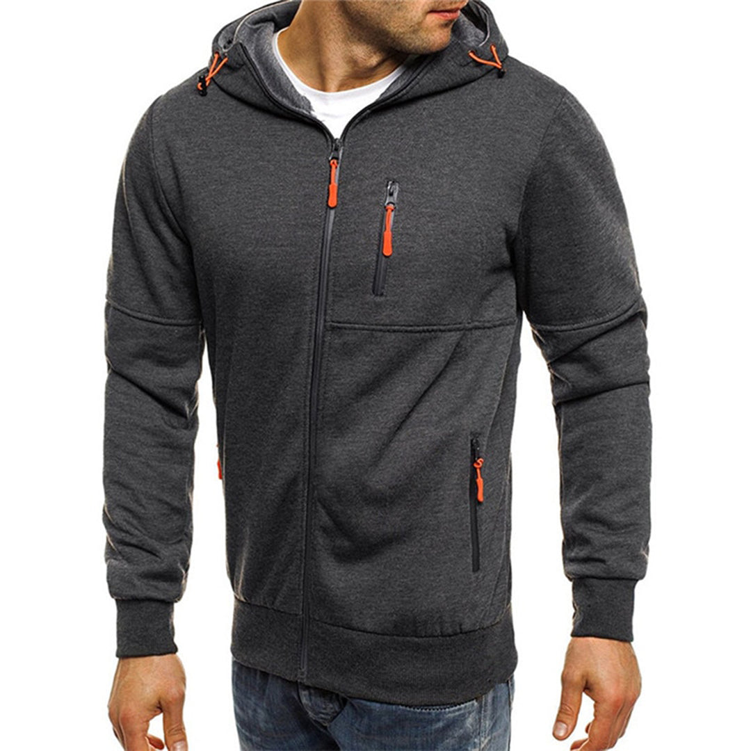 Amerigo | Men's Slim Fit Zip Front Drawstring Hoodie
