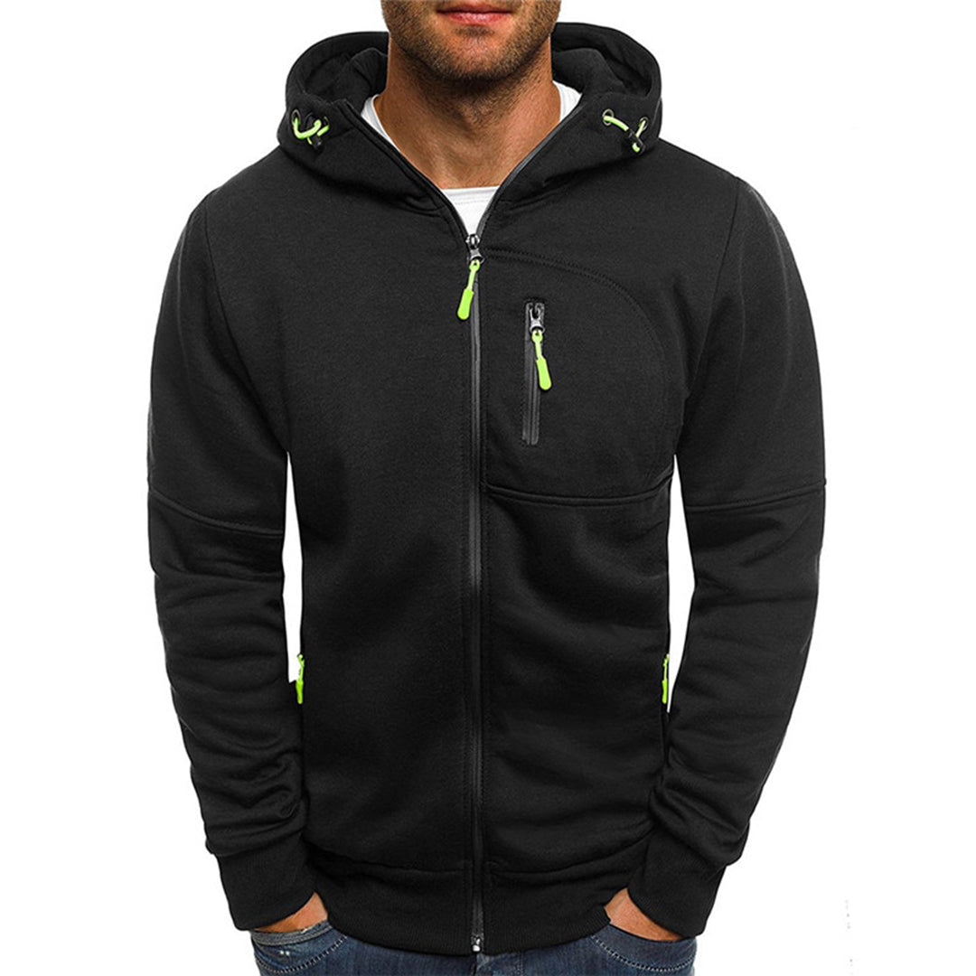 Amerigo | Men's Slim Fit Zip Front Drawstring Hoodie