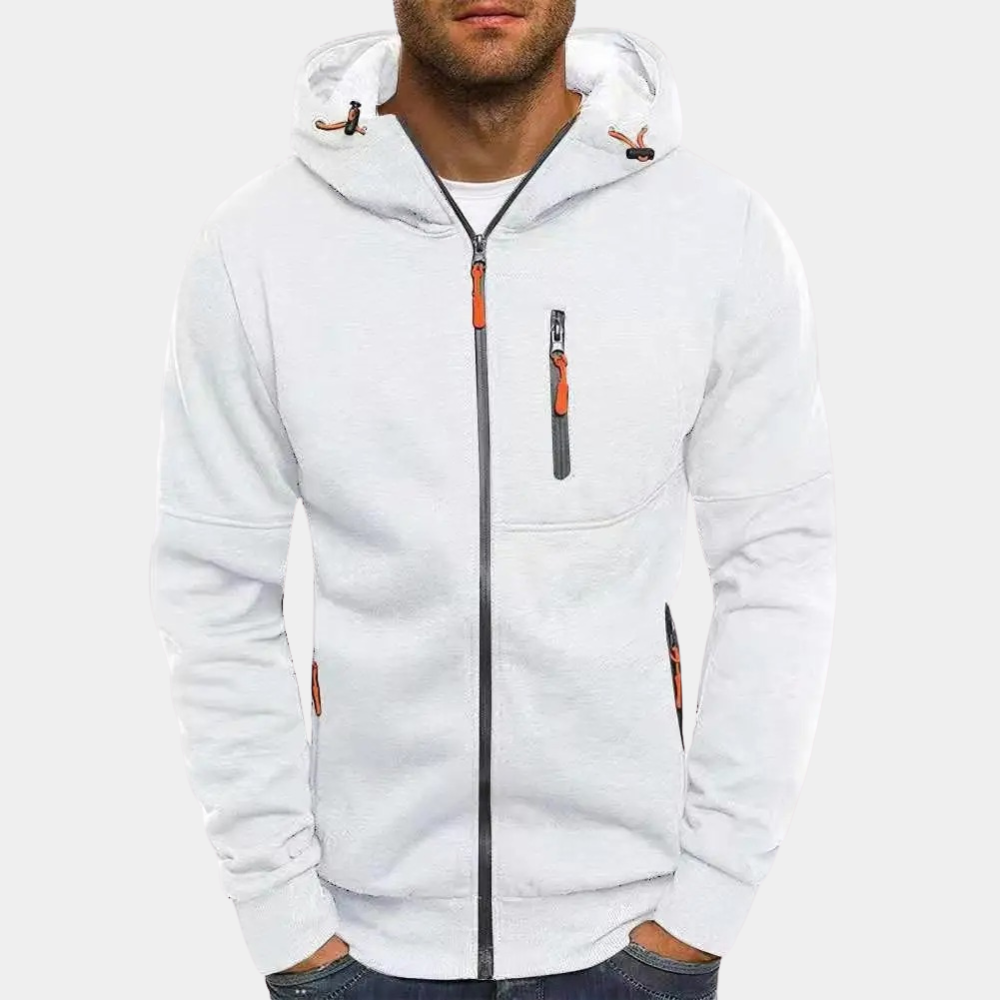 Amerigo | Men's Slim Fit Zip Front Drawstring Hoodie