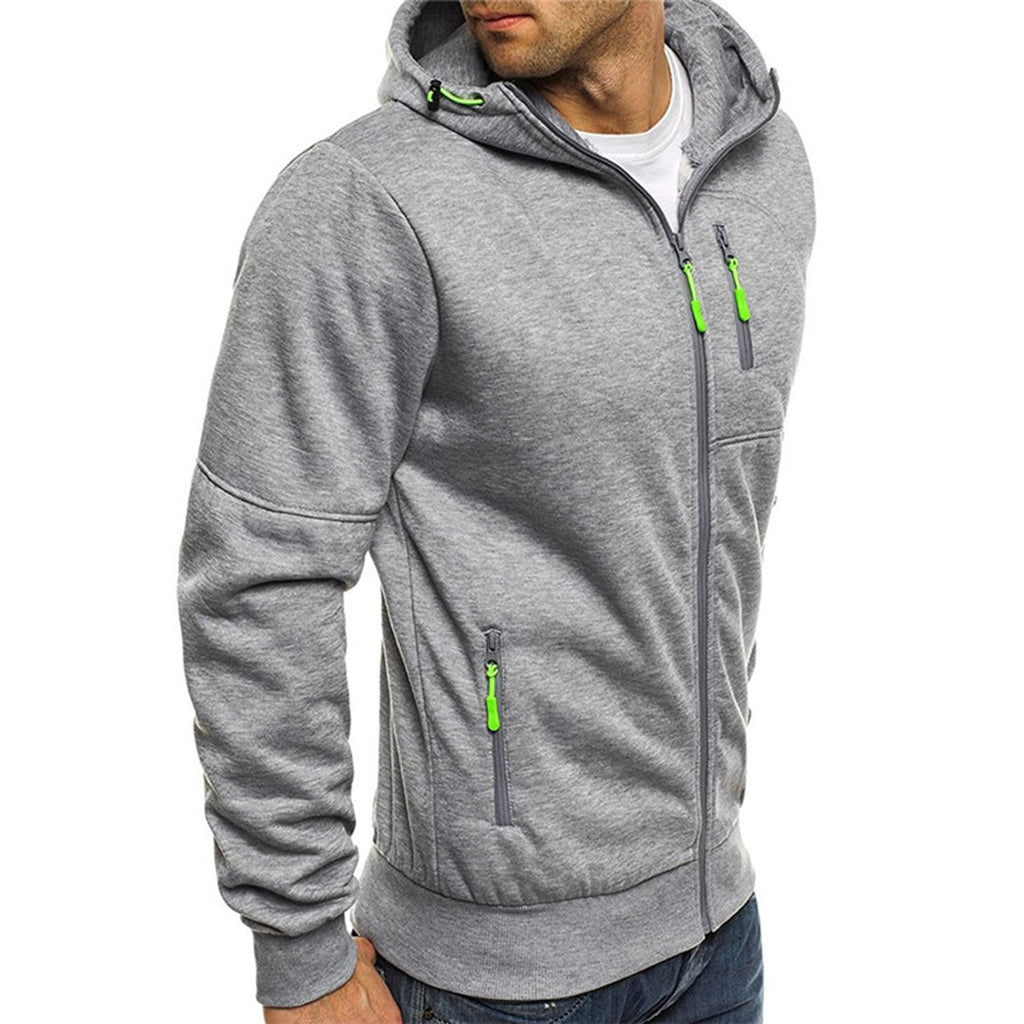 Amerigo | Men's Slim Fit Zip Front Drawstring Hoodie