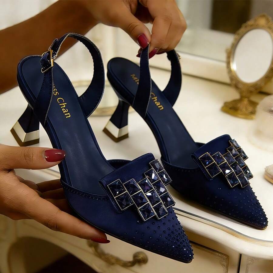 Amethyst | Women's Slingback Buckled Pointed Toe High Heels