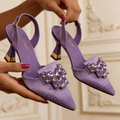 Amethyst | Women's Slingback Buckled Pointed Toe High Heels