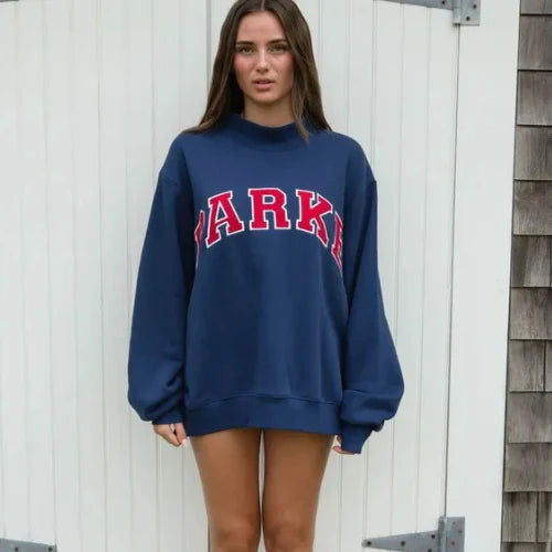 Amineh | Women's Oversized Mock Neck Long Sleeve Sweatshirt