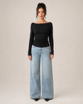 Amira | Women’s Off Shoulder Long Sleeve Ribbed Top