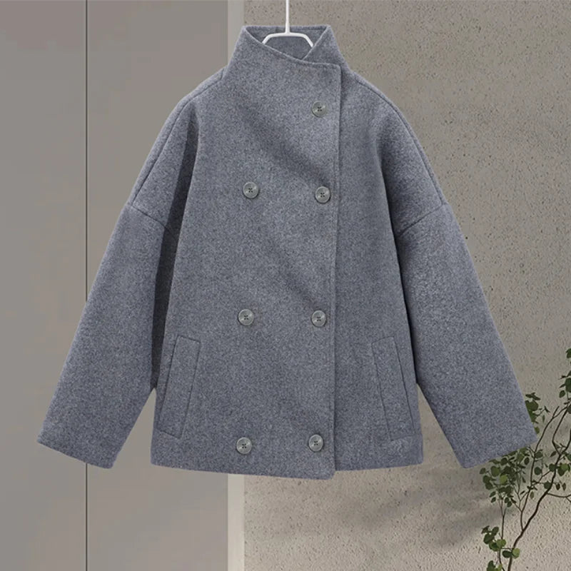 Amirah | Women's Double-Breasted Stand Collar Buttoned Coat