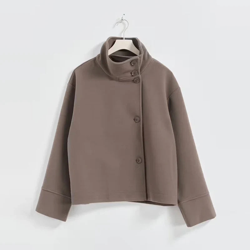 Amirah | Women's Double-Breasted Stand Collar Buttoned Coat