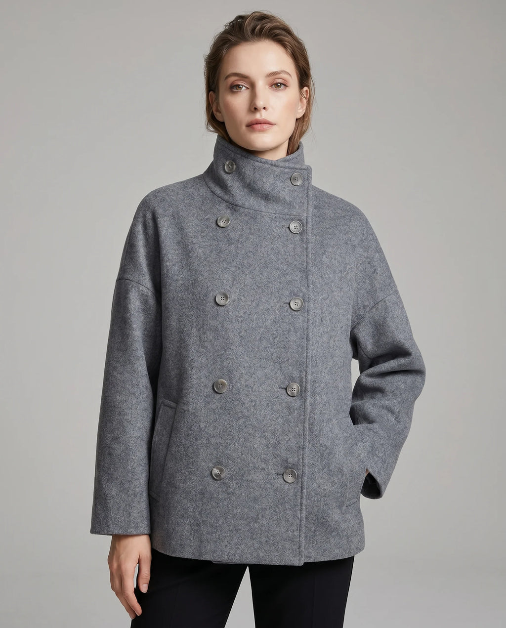 Amirah | Women's Double-Breasted Stand Collar Buttoned Coat