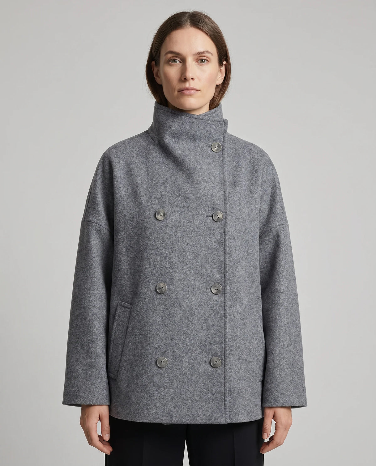 Amirah | Women's Double-Breasted Stand Collar Buttoned Coat