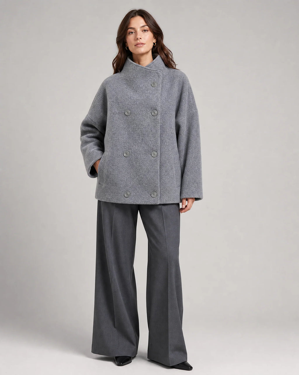 Amirah | Women's Double-Breasted Stand Collar Buttoned Coat