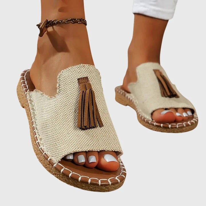 Amoret | Women's Round Toe Open Back Slip-On Flats
