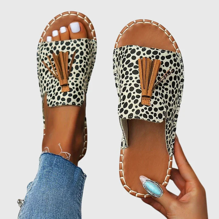 Amoret | Women's Round Toe Open Back Slip-On Flats