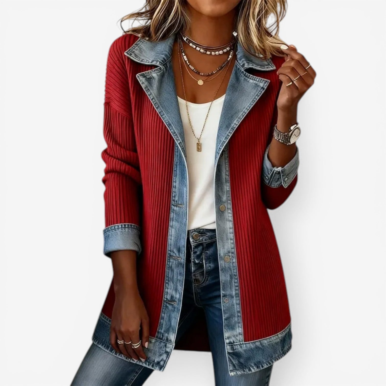Amythest | Women's Long Sleeve Button Front Denim Jacket