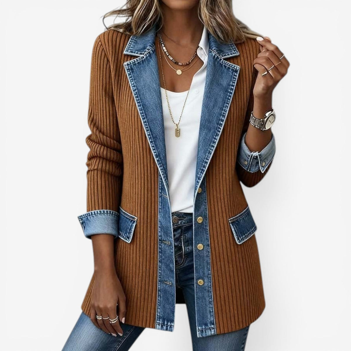 Amythest | Women's Long Sleeve Button Front Denim Jacket