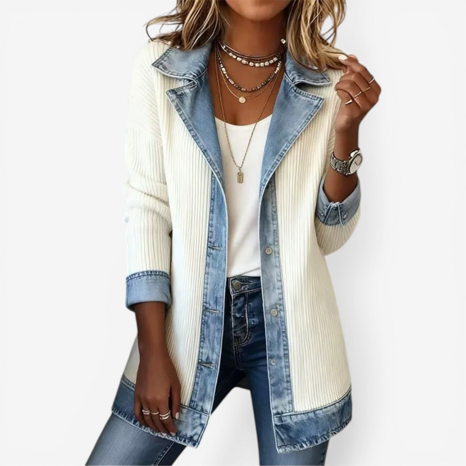 Amythest | Women's Long Sleeve Button Front Denim Jacket